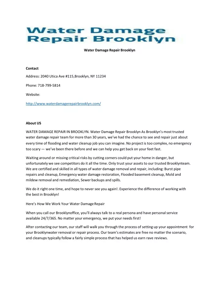 water damage repair brooklyn