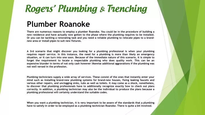 plumber roanoke