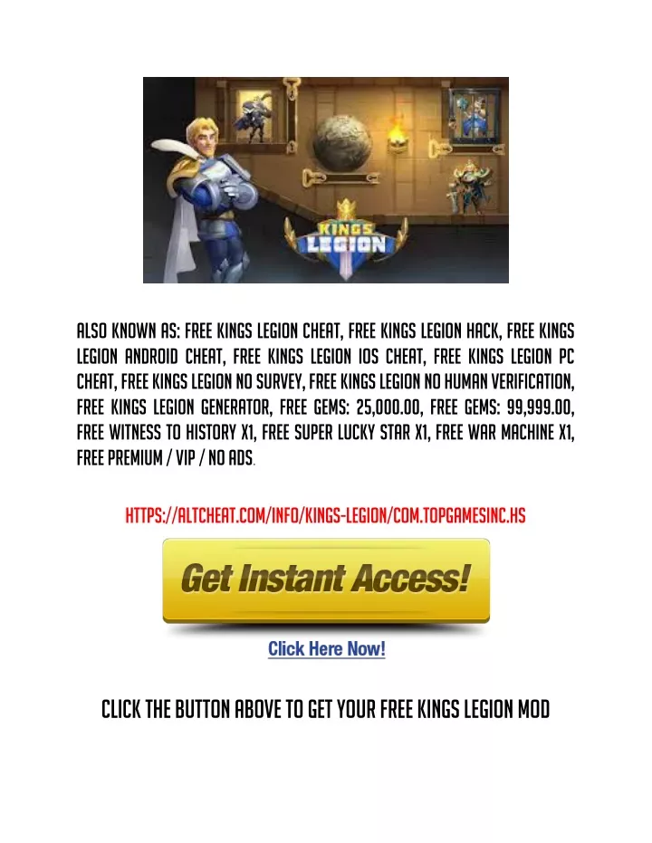 also known as free kings legion cheat free kings