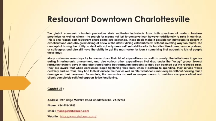 restaurant downtown charlottesville