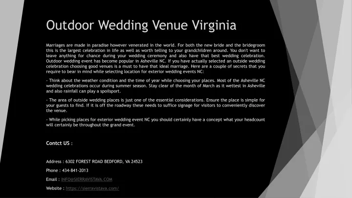 outdoor wedding venue virginia