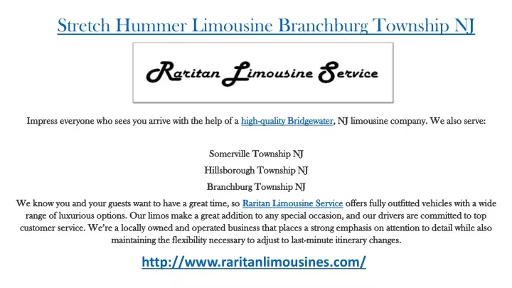 stretch hummer limousine branchburg township nj