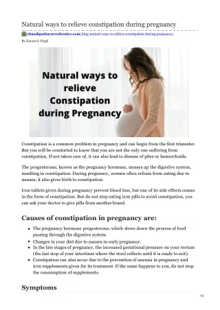 Natural ways to relieve constipation in early pregnancy