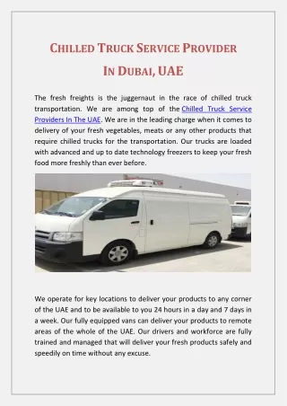 Chiller Truck Rental Services in Dubai | Abu Dhabi Transport - freshfreights.com