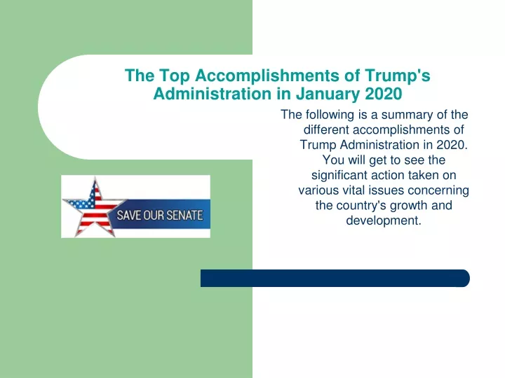 the top accomplishments of trump s administration in january 2020