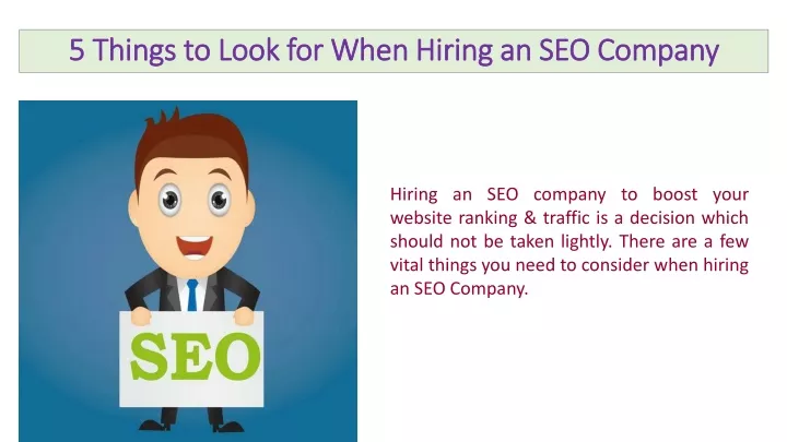 5 things to look for when hiring an seo company
