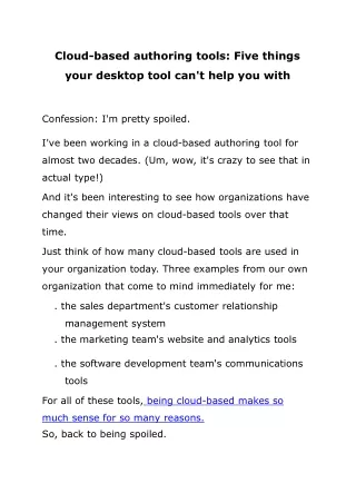 Cloud-based authoring tools: Five things your desktop tool can’t help you with