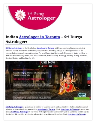 Indian Astrologer in Toronto – Sri Durga Astrologer: