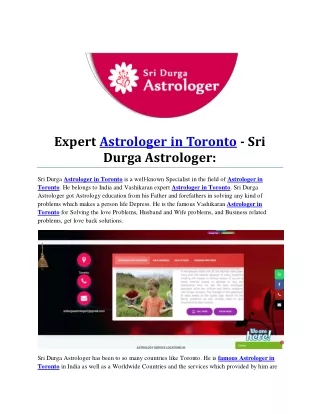 Expert Astrologer in Toronto - Sri Durga Astrologer: