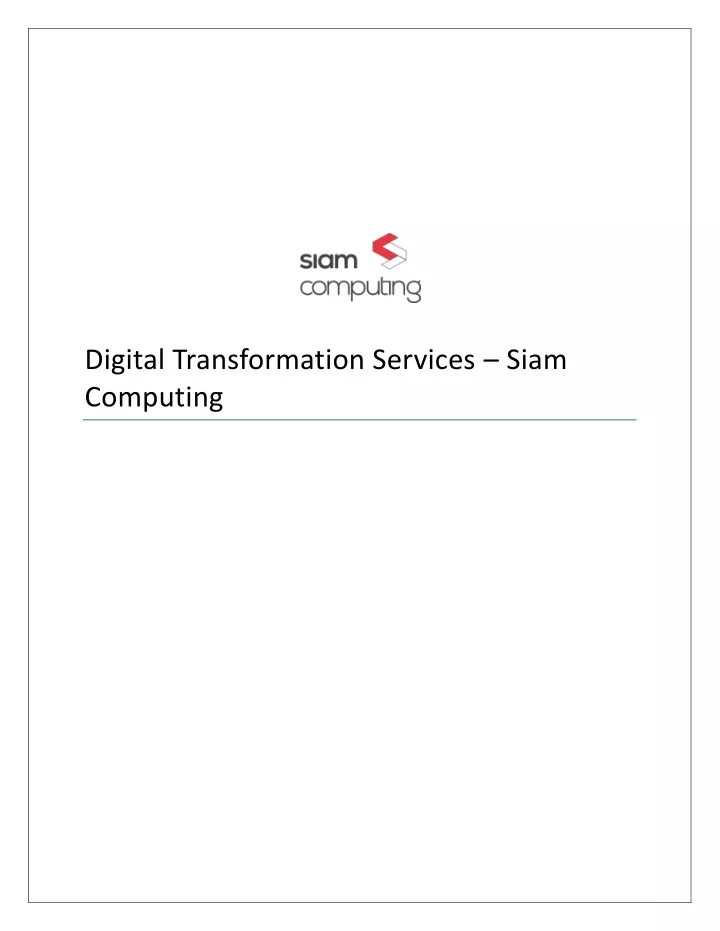 digital transformation services siam computing