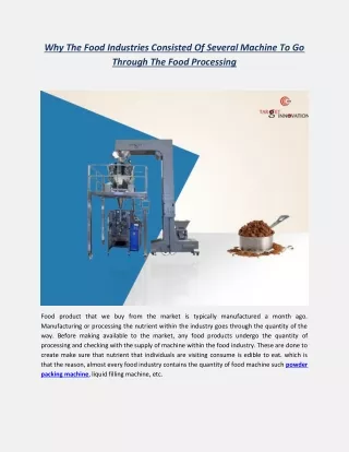 why the food industries consisted of several