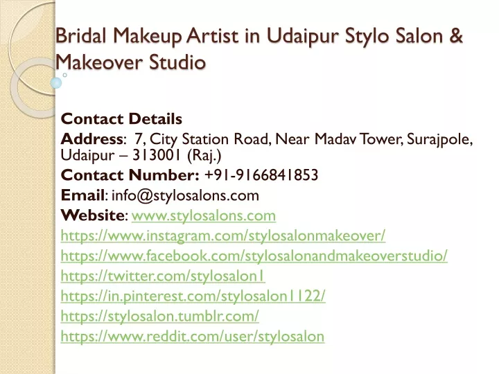bridal makeup artist in udaipur stylo salon makeover studio