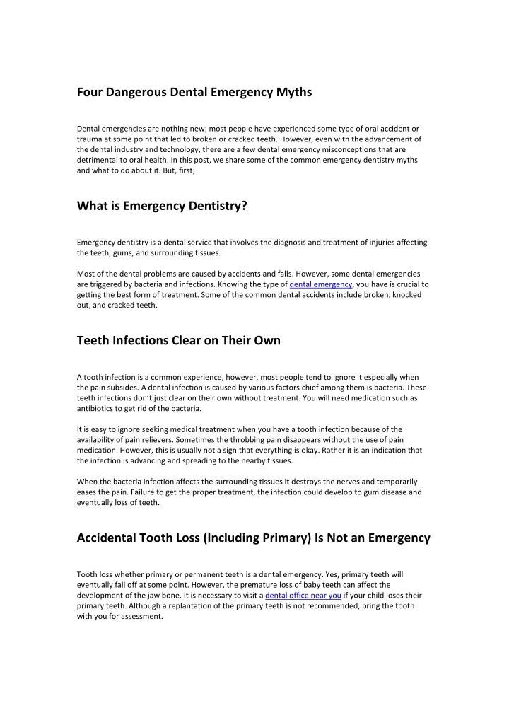 four dangerous dental emergency myths