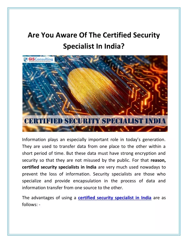 are you aware of the certified security