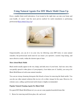 using natural agents for diy black mold clean up