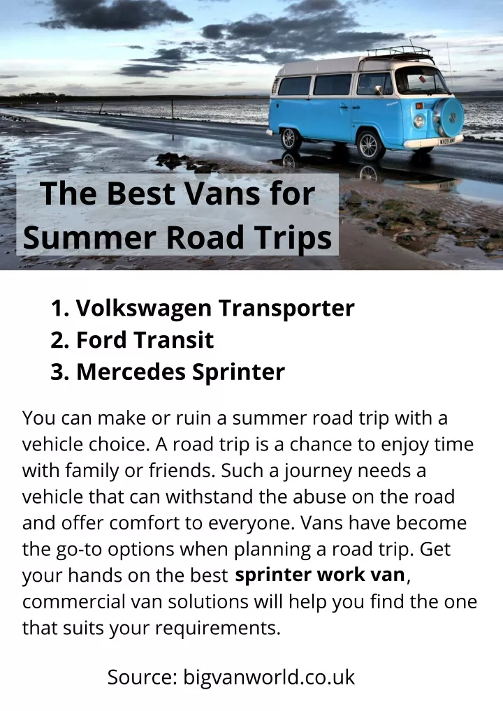 the best vans for summer road trips