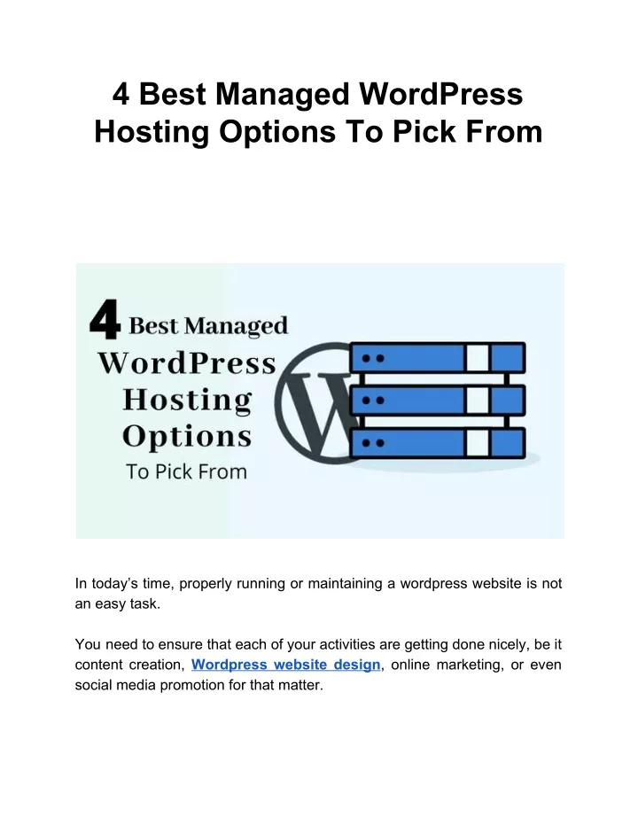 4 best managed wordpress hosting options to pick