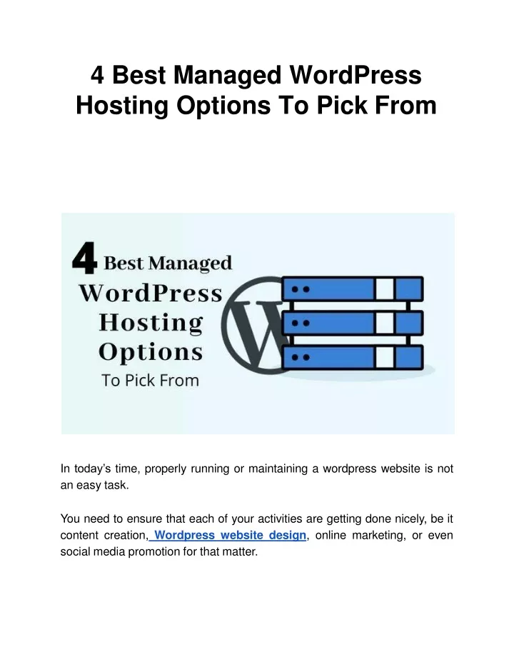 4 best managed wordpress hosting options to pick from