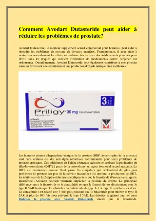 Comment Avodart Dutasteride peut aider à réduire les problèmes de prostate?