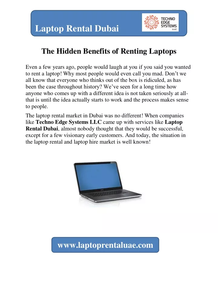 laptop rental dubai