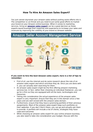 how to hire an amazon sales expert