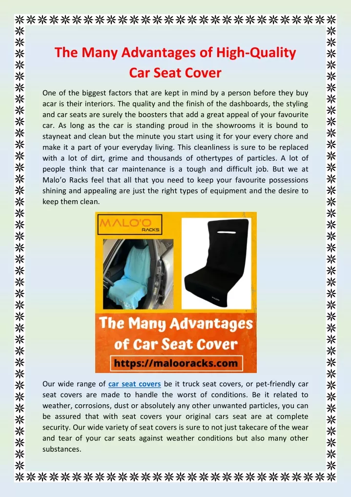 the many advantages of high quality car seat cover