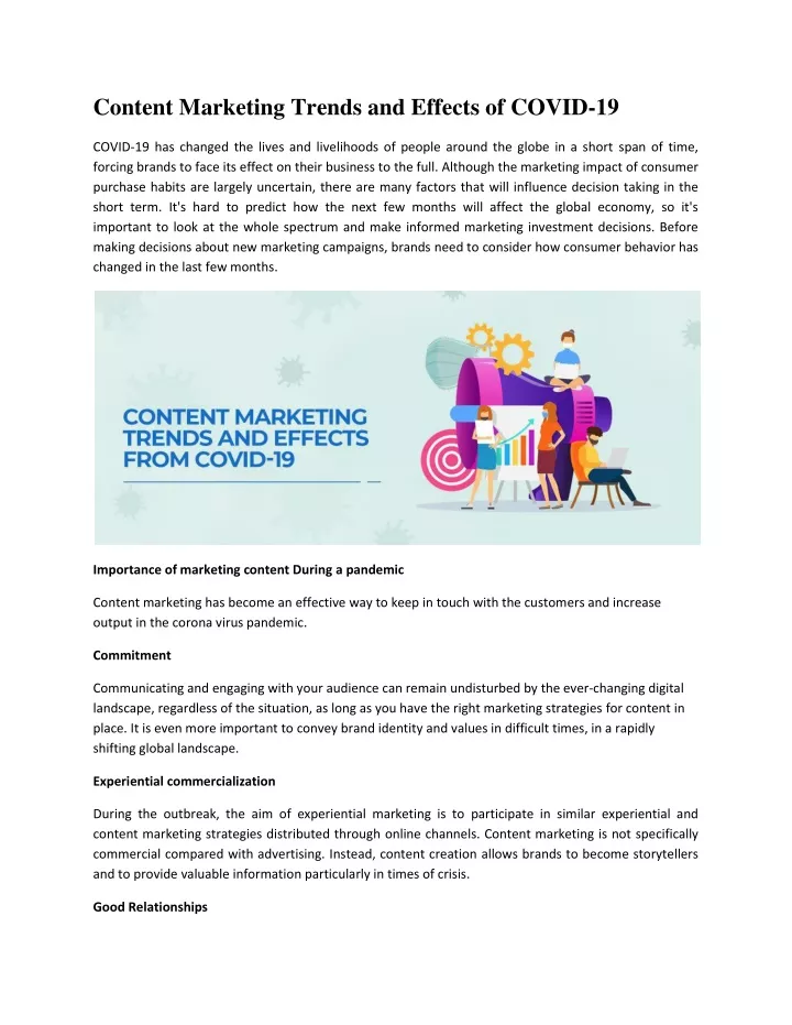 content marketing trends and effects of covid 19