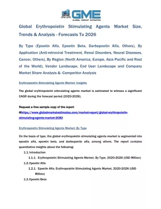 global erythropoietin stimulating agents market