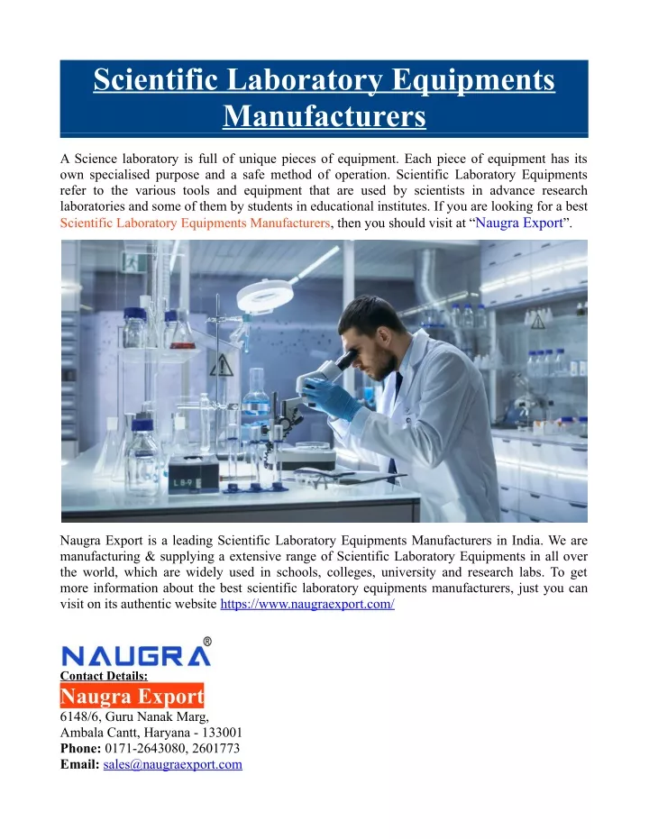 scientific laboratory equipments manufacturers