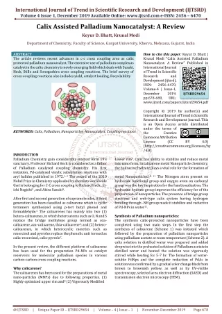 Calix Assisted Palladium Nanocatalyst: A Review