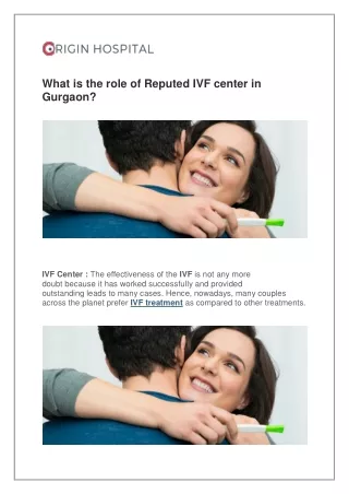 what is the role of reputed ivf center in gurgaon