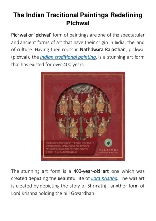 The Indian Traditional Paintings Redefining Pichwai
