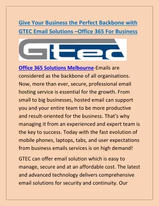 Office 365 Solutions Melbourne , Office 365 for Business