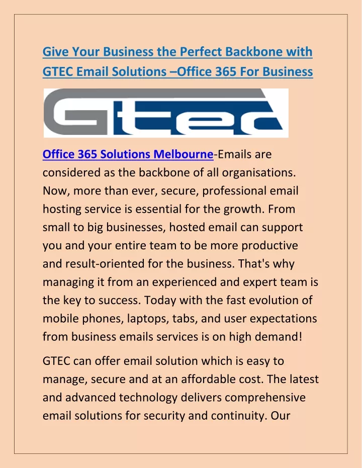 give your business the perfect backbone with gtec