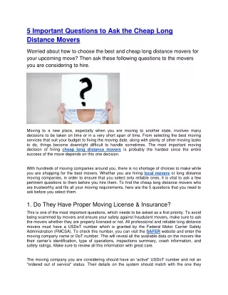 5 important questions to ask the cheap long