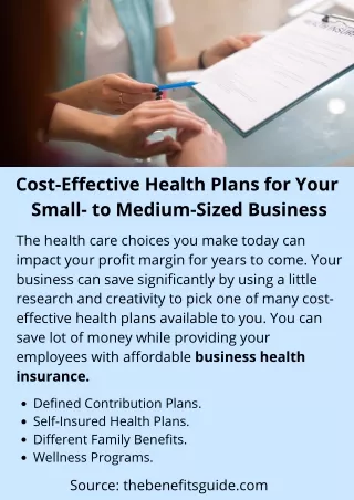 Cost-Effective Health Plans for Your Small- to Medium-Sized Business