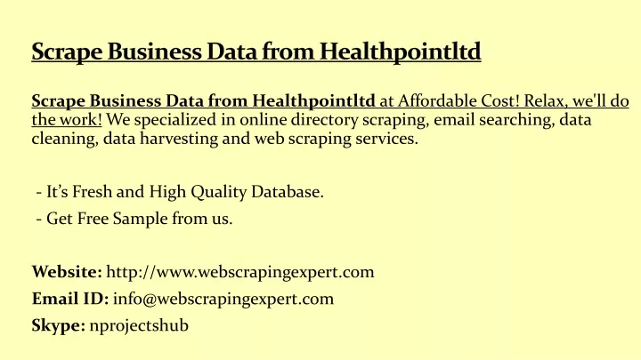scrape business data from healthpointltd
