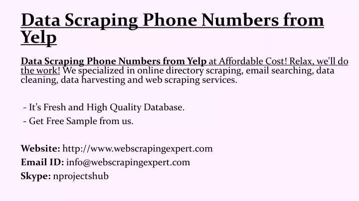 data scraping phone numbers from yelp