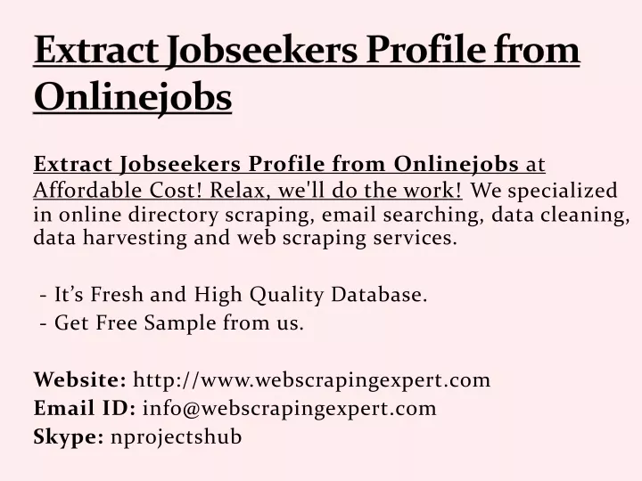 extract jobseekers profile from onlinejobs
