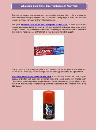 Wholesale Bulk Travel Size Toothpaste in New York