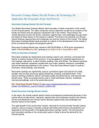 Decorative Coatings Market Size By Product, By Technology, By Application, By Geographic Scope And Forecast