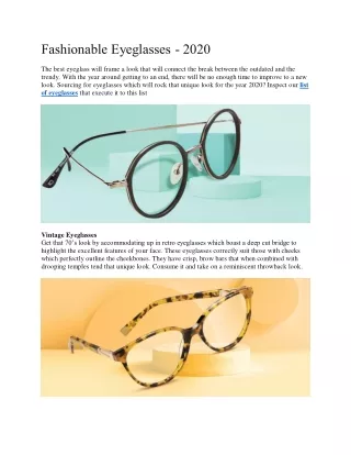 Fashionable Eyeglass of the year 2020 | Buy Eyeglasses online