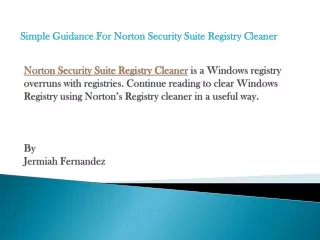 simple guidance for norton security suite registry cleaner