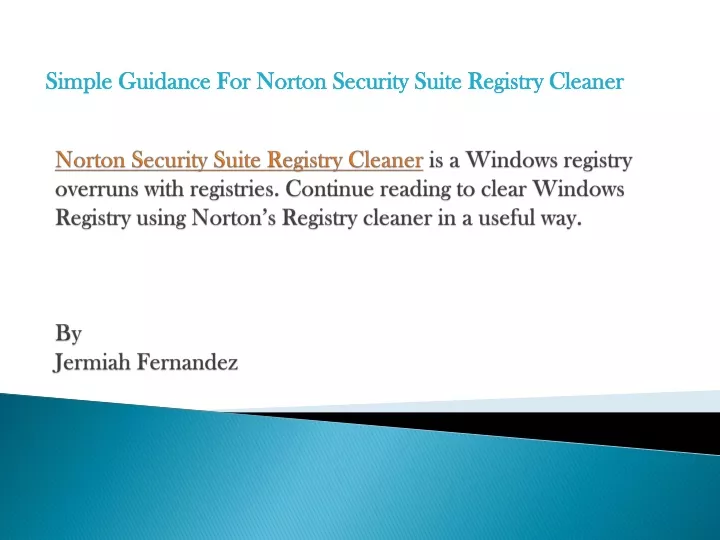 simple guidance for norton security suite registry cleaner