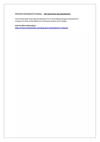 ipad game development company best ipad game