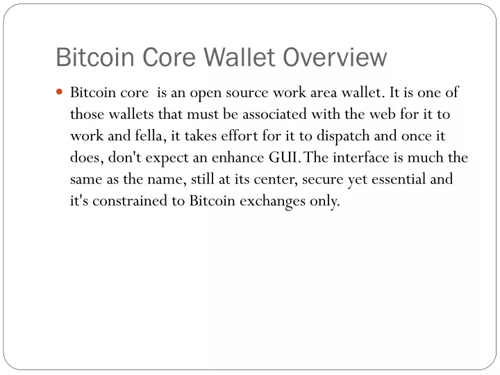bitcoin core wallet overview