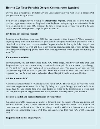 how to get your portable oxygen concentrator