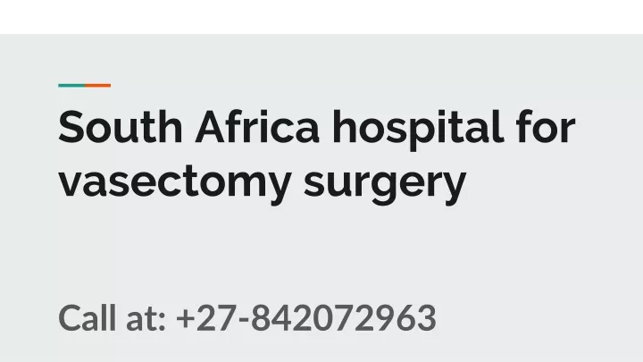 south africa hospital for vasectomy surgery