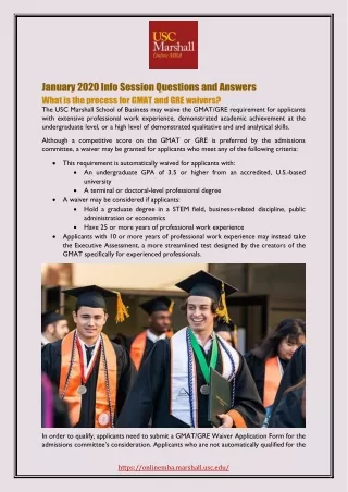 January 2020 Info Session Questions and Answers