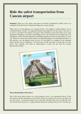 ride the safest transportation from cancun airport